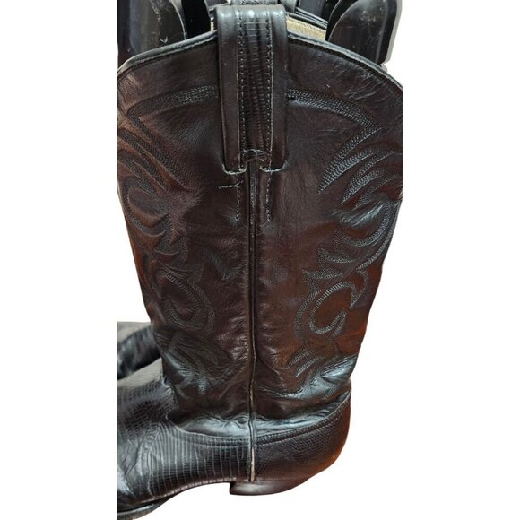 Vtg Larry Mahan Black Leather Cowboy Boots SIze 11 B, made in Texas main image 10